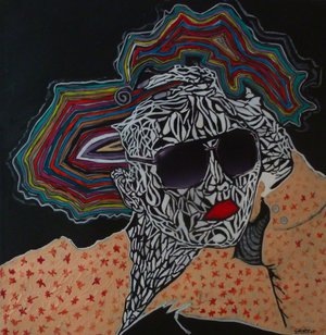 Eddy Ekete : La parisienne (2011)(Acrylique sur photo)(34x34cm)