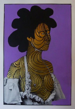 Eddy Ekete : Série Les Japonaises (2015)(Acrylique sur photo)(40x30cm)