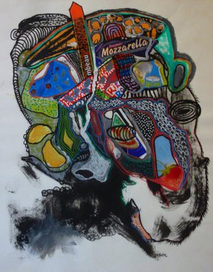 Eddy Ekete : Mozarella (2012)(Technique mixte)(50x40cm)
