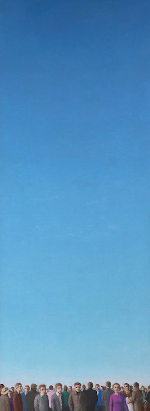 Pierre de Chevilly -1-Petite réunion (80x30 cm) Huile sur toile