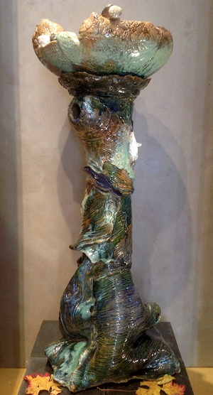 JJDamville - Le bain d'oiseau de Bernard P. (grès émaillé) 110x45 cm - 2017