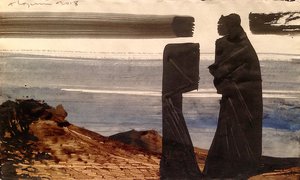 Alquin - Deux bretonnes (20 x 33 cm)(2018) - Encre sur papier