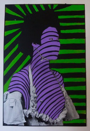 Eddy Ekete : Série Les Japonaises (2015)(Acrylique sur photo)(40x30cm)