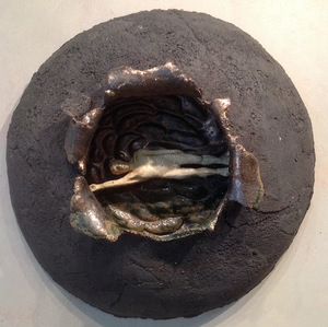 JJDamville - Misphère, Entraînement pour la traversée (terre cuite émaillée) 50x50 cm - 2010