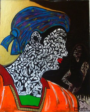 Eddy Ekete : La soeur de Michel-Ange (2010)(Technique mixte sur affiche)(62x50cm)
