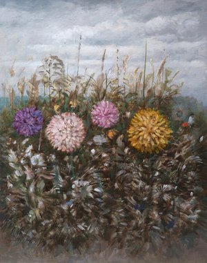 Pierre de Chevilly -12- Avec des fleurs (65x50 cm) Huile sur toile