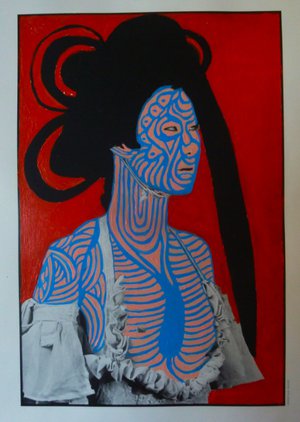 Eddy Ekete : Série Les Japonaises (2015)(Acrylique sur photo)(40x30cm)