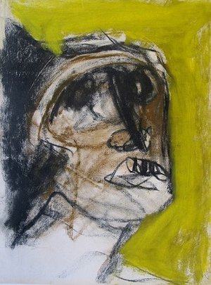 Roger Decaux : Jeanne isolée -  Craie d'art sur papier