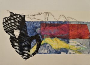 Lilli Deutsch - "Sleeping Angel"(1) - Collage, monotype, gravure sur papier (33x57 cm)