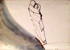 Alquin - Quand la plage se lève (28 X 40 cm)(2017) -  Encre sur papier