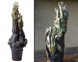 JJDamville - Il a la main verte (grès émaillé) 100x36 cm - 2018