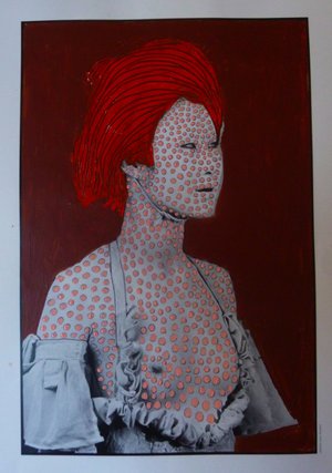 Eddy Ekete : Série Les Japonaises (2015)(Acrylique sur photo)(40x30cm)