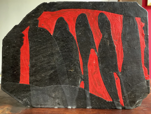 Raffaele Melis : Les trois pics  (Technique mixte : Ardoise, cire, peinture acrylique)