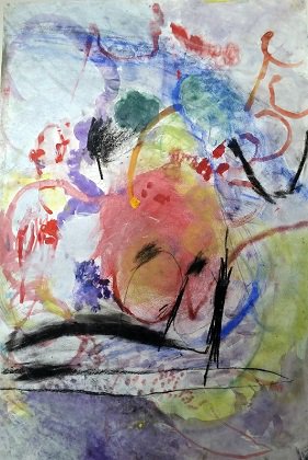 Atsoupe : Particules d'or rapportées par (...) - Encre et pastel sur papier 93 x 64 cm