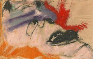 Roger Decaux : Masque - Craie d'art sur papier 19 x 30 cm