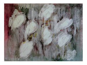 Fleurs Blanches - Pierre noire et Gouache sur papier (50x65 cm) - 2017