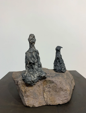 Wilhelm Moser - Aigle avec le Yogi, 2020 - Terre cuite et pierre (18x20x16 cm)