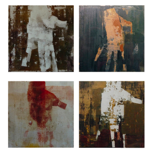 Sans Titre 1.2.3.4. - Technique Mixte Huile Toile Bois (35x35 cm chaque) - 1996