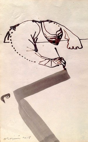 Alquin - L'aile grise (34 x 22 cm)(2018) - Encre sur papier