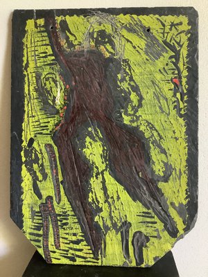 Raffaele Melis : Sans titre (Technique mixte : Ardoise, cire, peinture acrylique)