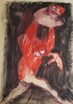 Roger Decaux : On peut mourir en (...) - Craie d'art sur papier 91 x 64 cm