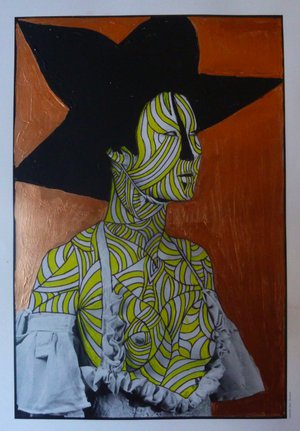Eddy Ekete : Série Les Japonaises (2015)(Acrylique sur photo)(40x30cm)