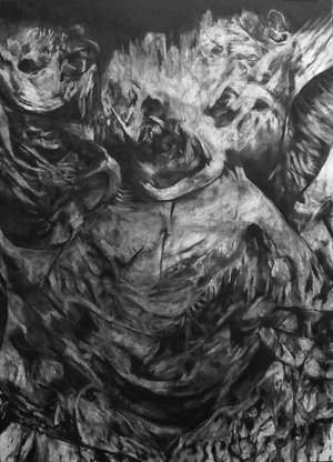 Thomas bouquet - Entretemps (100x70)(2016) Fusain sur papier