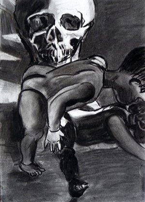 Aurélie de Heinzelin : Erotique 9 (fusain sur papier 21x29,7cm)