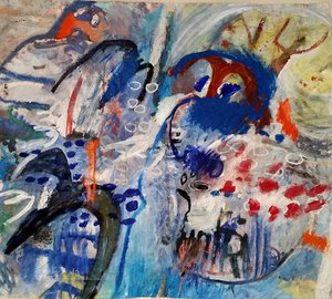 Atsoupe : Sous la terre, le tumulte - Huile sur papier 112 x 125 cm