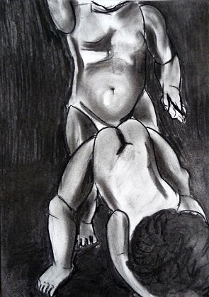 Aurélie de Heinzelin : Erotique 8 (fusain sur papier 21x 29,7cm)