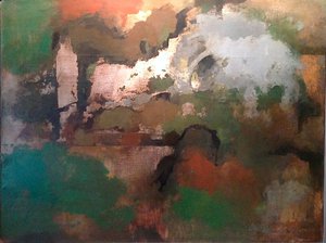 Pierre Gaste - Huile sur toile - Paysage au cyprès blanc  89 x 117 cm