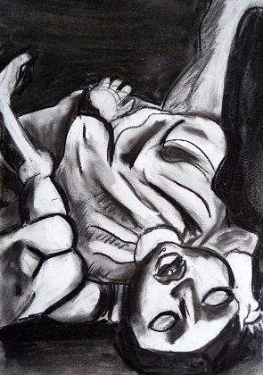 Aurélie de Heinzelin : Erotique 10 (fusain sur papier 21x29,7cm)