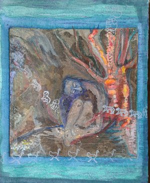 Lilli Deutsch - "Quand j'étais un singe" - Eau forte, crayons, tampons sur Papier (20x26 cm)