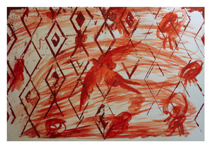 Nuées - Pierre noire et Gouache sur papier (70x100 cm) - 2014