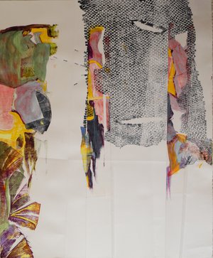 Lilli Deutsch - "Parce que" - Collages, techniques mixtes, papier de gravure plié (75x92 cm)