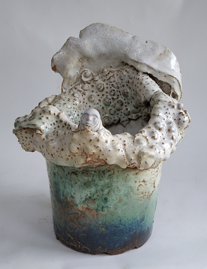 JJDamville - Avant la mise en pot, Herminette (vue de dos)(grès émaillé) - 2018