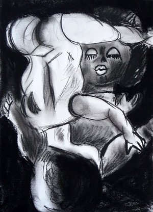 Aurélie de Heinzelin : Erotique 4 (fusain sur papier 21x29,7cm)