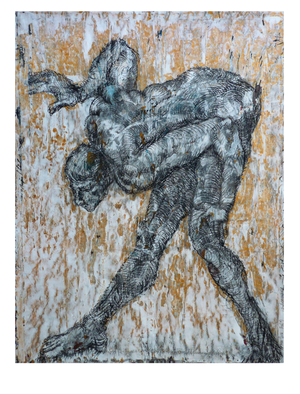 Sans Titre - Pierre noire et Gouache sur papier (50x65 cm) - 2017